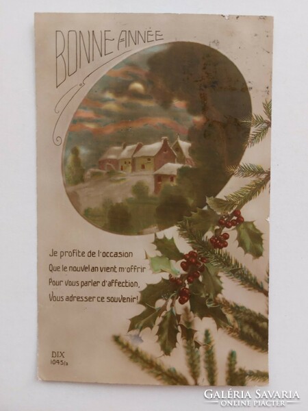 Régi karácsonyi képeslap levelezőlap tájkép