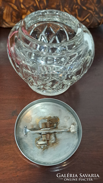 Glass, sugar cube holder with tweezers
