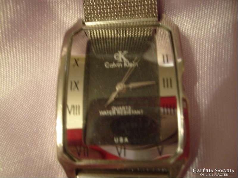 E5 calvin klein rhodium usa waterproof watch + metal box with special soft fall metal fabric strap