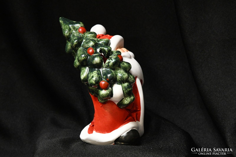 Santa Claus candle holder - painted ceramic figure in a gift box