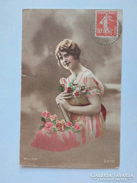 Régi képeslap 1917 fotó levelezőlap hölgy