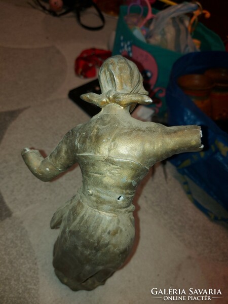 Antique, 44 cm high pewter or spaiater female statue
