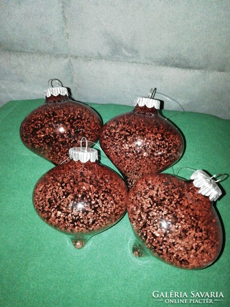 4 db üveg karácsonyfa dísz, barnás - lila színben