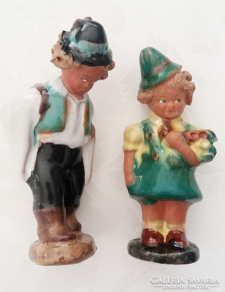 Old vintage 2 Szécs ceramic Budapest boy and girl figurines