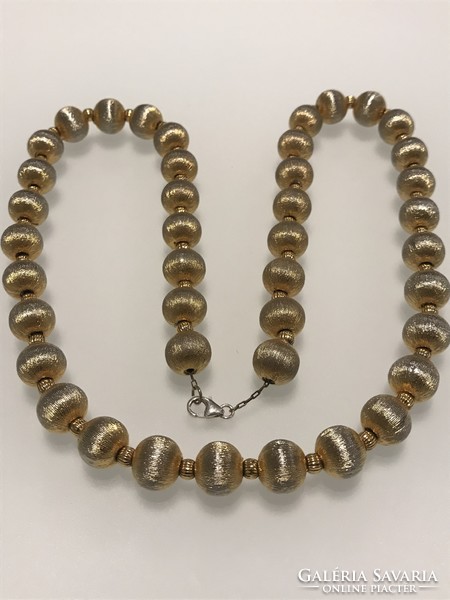 Necklace made of beads woven with vintage gold thread, 52 cm