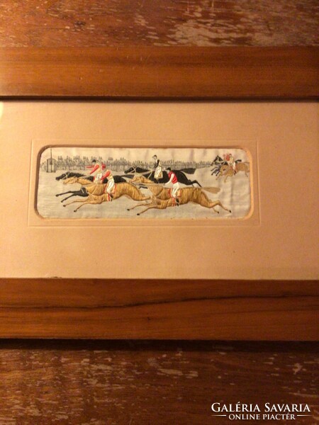 Horse race 2 pieces of English tapestry