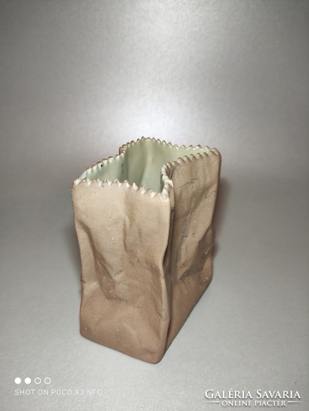 Rosenthal crumpled porcelain ceramic vase bag vase with small damage