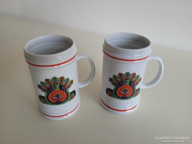 Old Hólloháza porcelain small pitcher mug 2 pcs