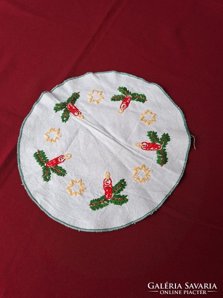 Beautiful table cloth under the porcelain ornament Christmas Christmas holiday