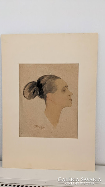 Lajos Tihanyi /1885-1938/ female portrait watercolor