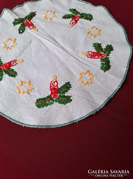 Beautiful table cloth under the porcelain ornament Christmas Christmas holiday