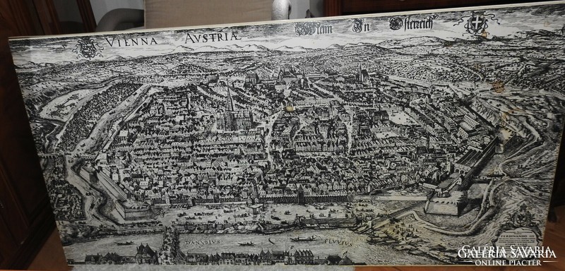 The old Vienna - huge old print on a Viennese map furniture sheet - only with personal collection!