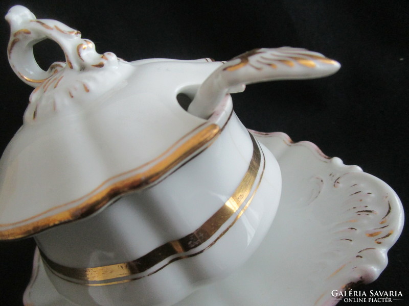 Art nouveau art nouveau sauce dish + serving spoon gilded porcelain serving device