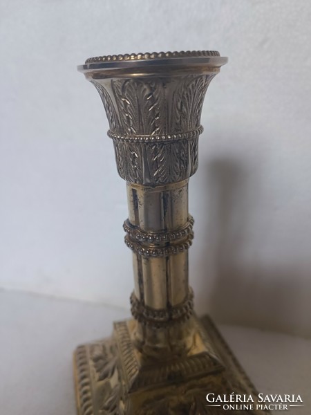 Antique gilded silver candle holder Corinthian column 314gr