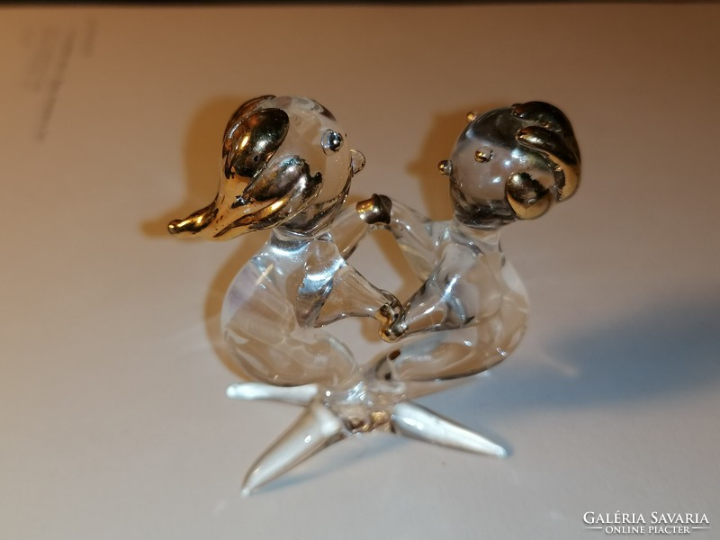 Gold-painted glass art deco figure, the first dance