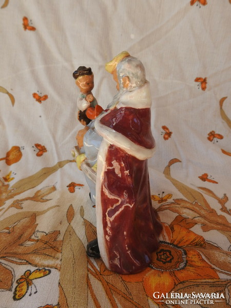 King Trembling with the Little Boy - old marked ceramic statue