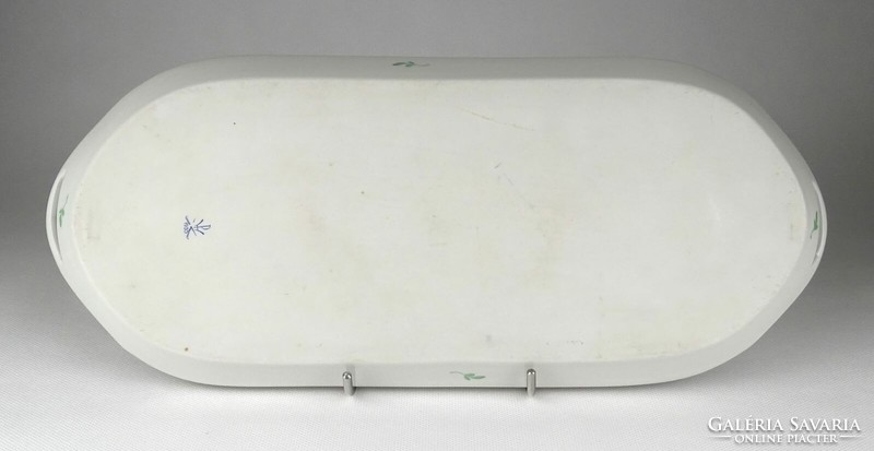 1L549 Régi zöld Eton mintás Herendi porcelán kínáló tál tálca 15.5 x 37 cm 1955