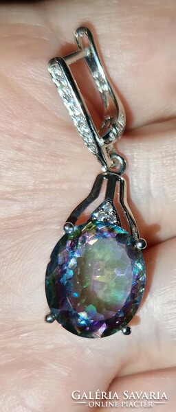 Multicolor mystik quartz gemstone sterling silver /925/ earrings - new
