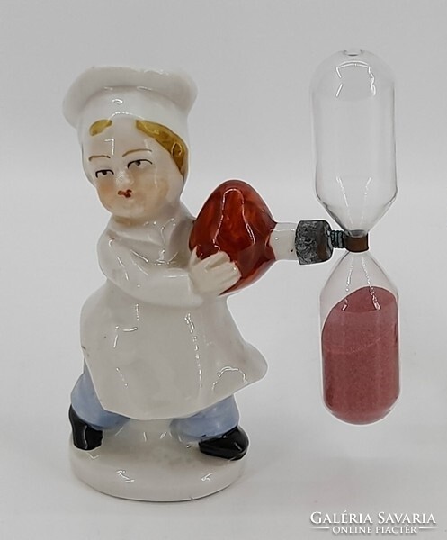 Small kettle hourglass porcelain figure