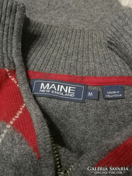 Maine m wellington pattern classic English wool sweater, red, black, gray