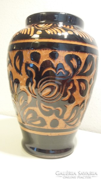 Korondi vase, brown-black, 21 cm