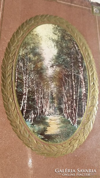 Old postcard 1909 medallion landscape greeting card art nouveau postcard