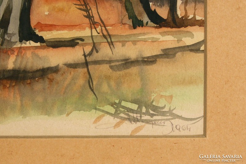 Altorjai 1964. Autumn forest 45.5x40cm watercolor landscape