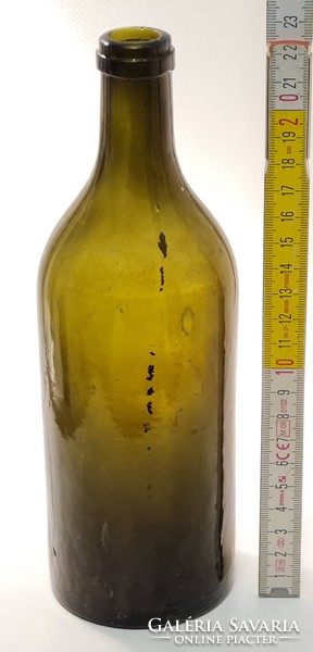 "Mohai Ágnes Forrás" nagy olajzöld ásványvizes üveg (2443)
