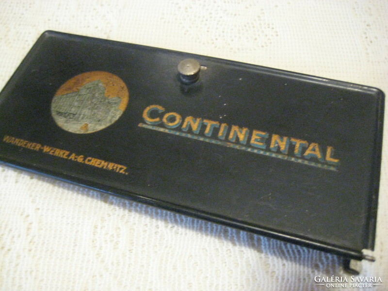 Antique, continental metal, typewriter company size approx. 18 x 6 cm