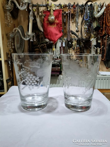 2 old polished glass vases