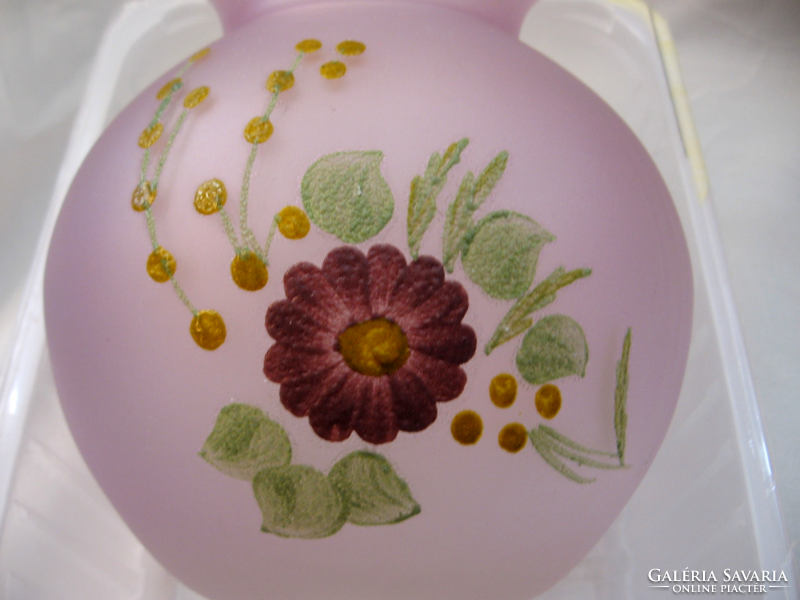 Painted floral purple pink glass sphere vase