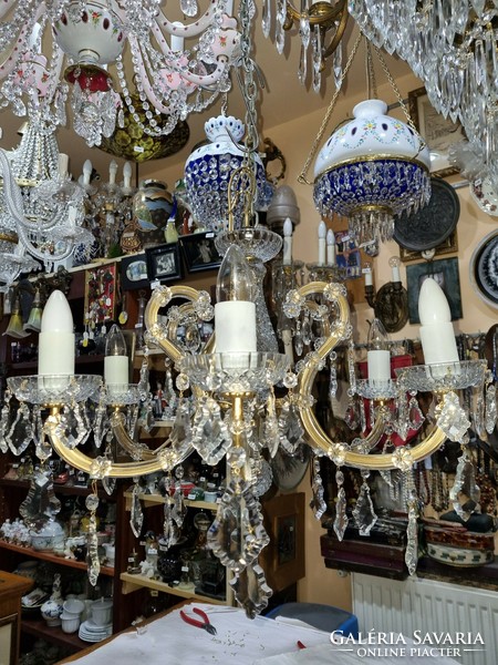 Old restored Czechoslovak crystal chandelier