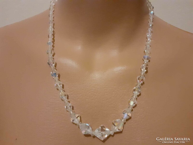 Vintage Czech aurora borealis crystal necklace