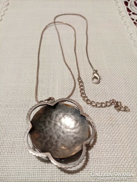 Retro silver plated copper industrial goldsmith pendant with chain