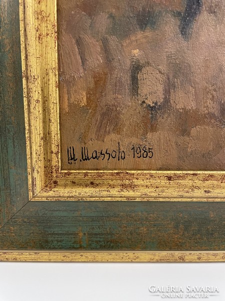 Mario Massolo (1936- ) olasz festőművész EREDETI 62x82 cm olajfestménye