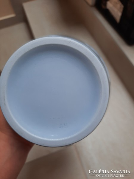 Herendi Kék mázas delfin fogós fedeles porcelán váza