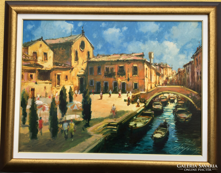 Bánfalvy Ákos " Velence" Nagyméretű 60 x 80 cm + keret  olajfestmény