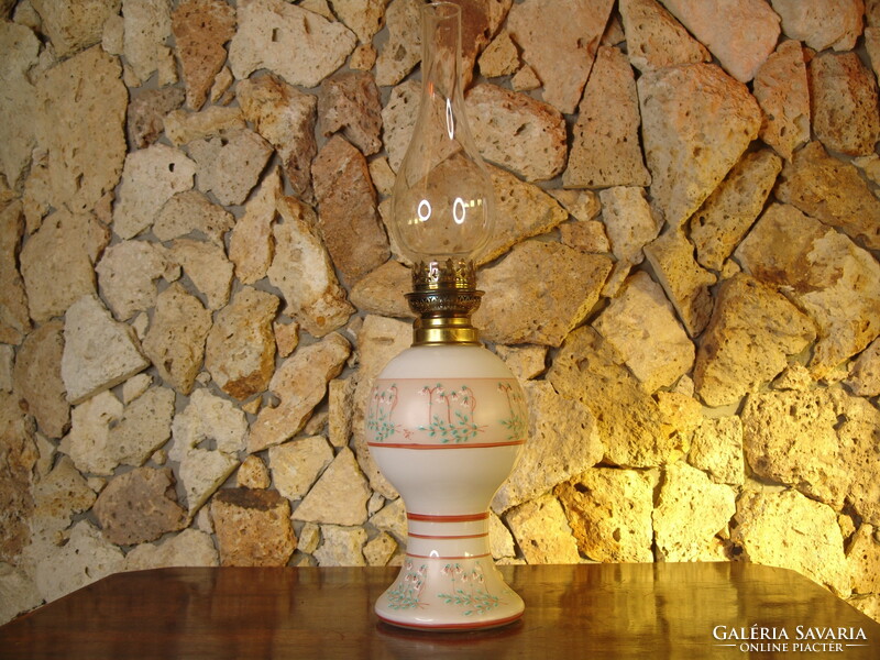 Hand painted glass kerosene lamp