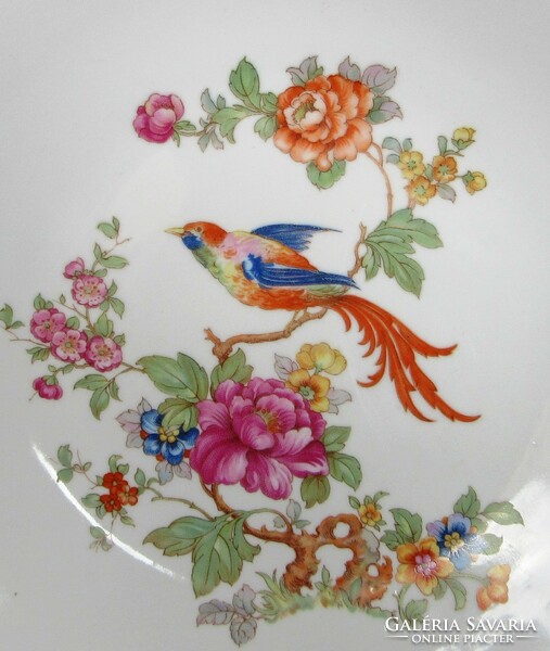 Unmarked Zsolnay tomato bird porcelain wall plate + decorative plate, 24.5, 8.5 cm diameter