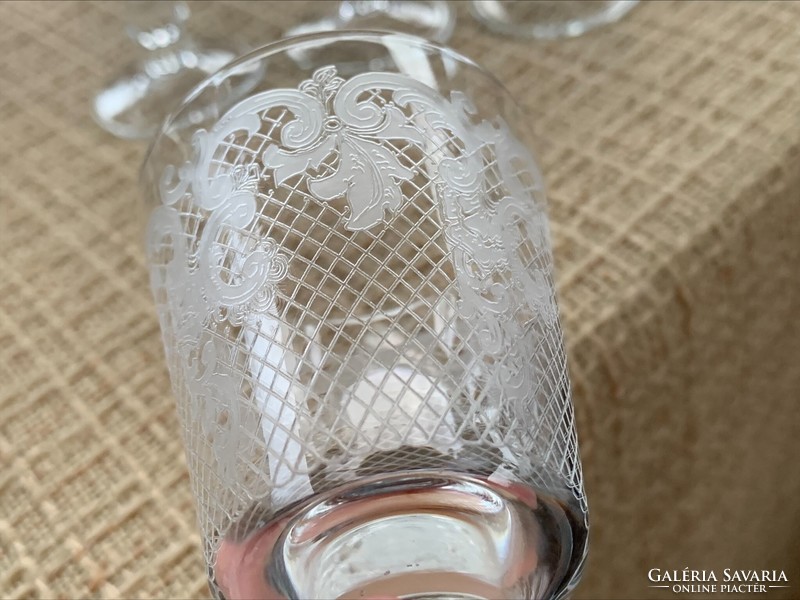 6 db. antik ritka dús mintázatú rövid italos pohár