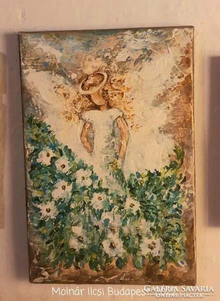 Molnár Ilcsi  " Angyal a virágoskertben  " című munkám - akril festmény