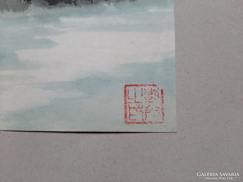 Falu tájkép, kínai festmény