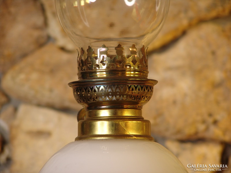 Hand painted glass kerosene lamp
