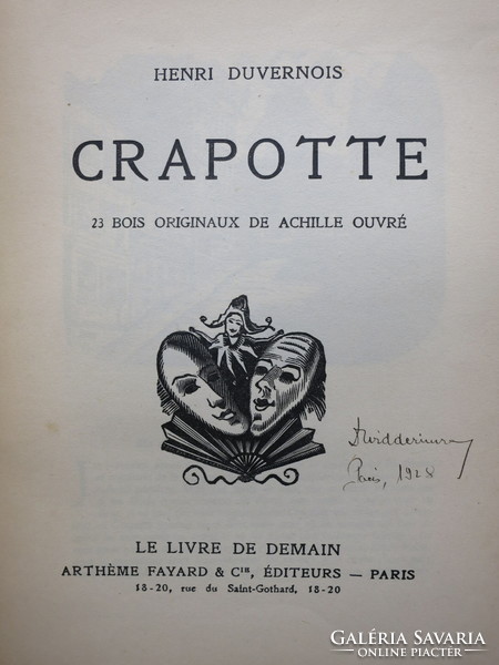 Crapotte. 23 bois originaux de Achille Ouvré - antik francia könyv, fametszetekkel