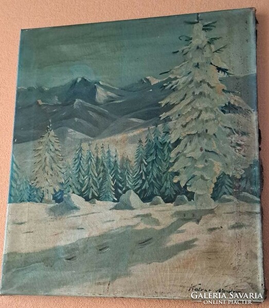 Soldier Nándor: winter landscape. Oil on canvas.