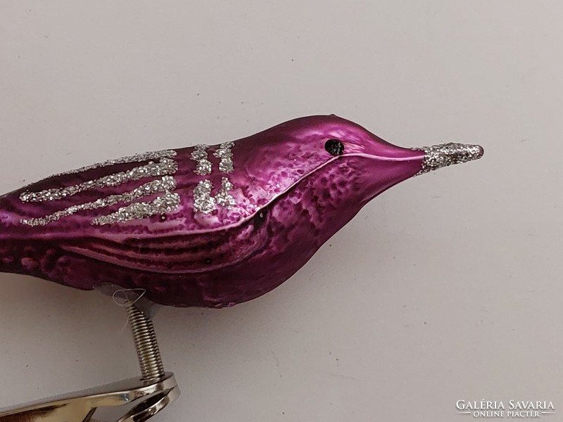 Modern glass Christmas tree decoration clip purple bird