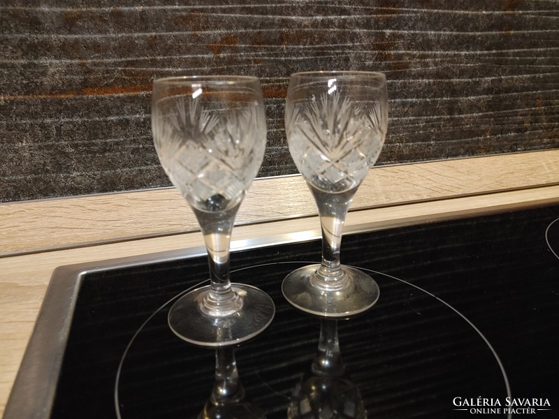 2 crystal brandy glasses