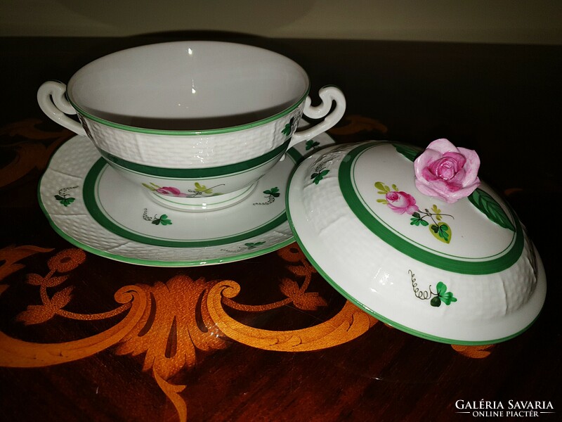 Herend vrh Viennese rose soup cup + base + lid