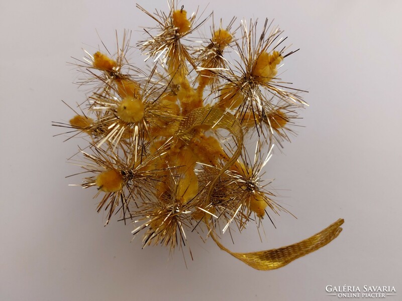 Retro chenille star gold tinsel Christmas tree decoration