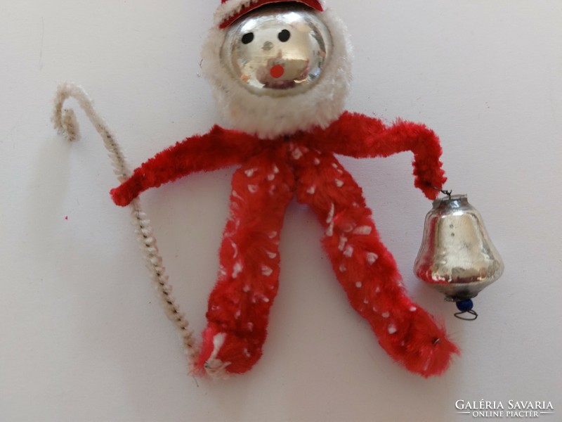 Old glass Christmas tree decoration Santa Claus with stick and lantern glass decoration